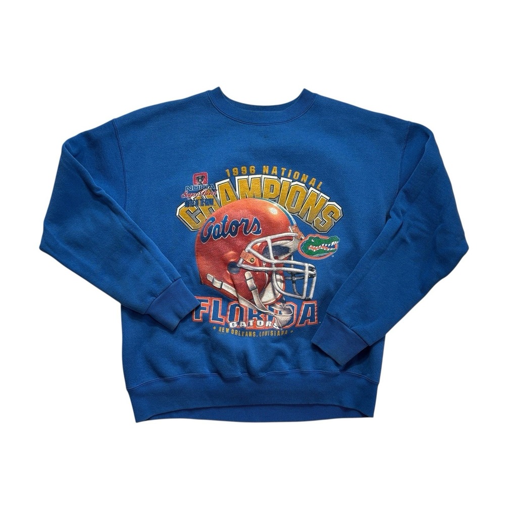 Vtg Nutmeg Lee Florida Gators Graphic NCAA Football Blue‎ Pullover Sweater Sz L